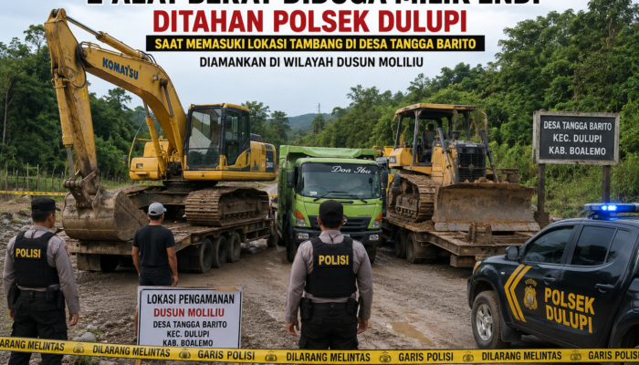 Dua Alat Berat Diduga Milik Endi Diamankan Polsek Dulupi Saat Masuk Lokasi Tambang di Boalemo
